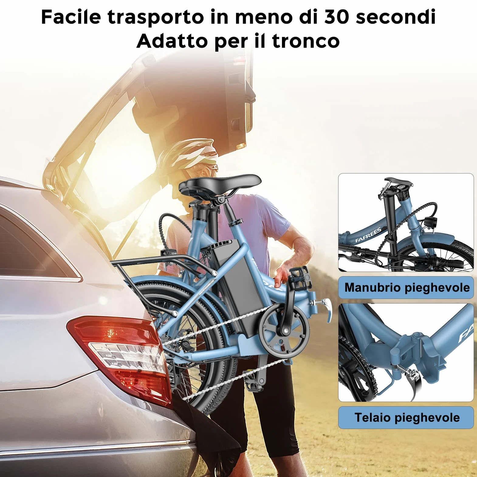Fafrees Bici Elettrica Pieghevole, Bicicletta Elettrica Donna Uomo 36V 20Ah, 20 Pollici Ebike da Città, 110-130KM Pedalata Assistita E-bike, 7 Velocità, F20 Light