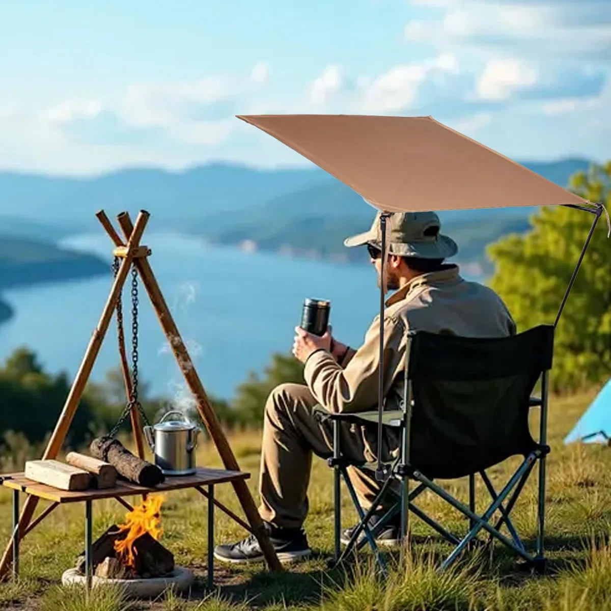 Tettuccio pieghevole da sedia Solare Portatile Tenda Da Sole | Tettuccio Per Sedia Pieghevole Da Campeggio Parasole Campeggio Sport Outdoor Spiaggia Tailgates Pesca Escursionismo