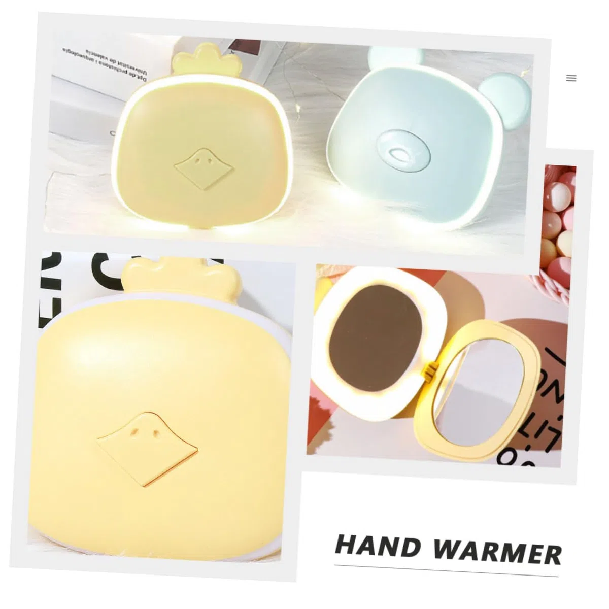 BESPORTBLE 2pezzi Mini Scaldamani Elettrico Ricaricabile Portatile Warm up Hands Feet More Design Carino Con Specchio Per Esterni e Regali