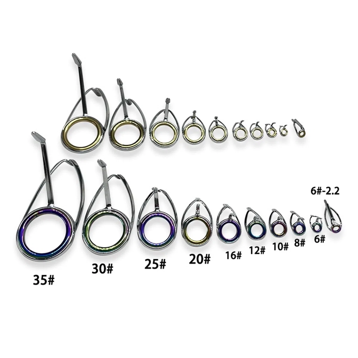Guide per canna da pesca Guida per canna da pesca Set di 2 anelli in ceramica in acciaio inossidabile Kit di riparazione per fusione accessori di ricambio