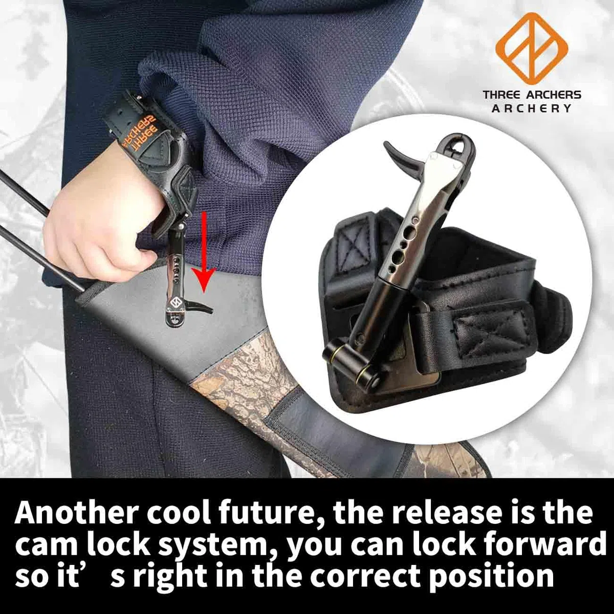 THREE ARCHERS Compound Bow Release Sensitive Trigger Jaws Release con cinturino in pelle fibbia