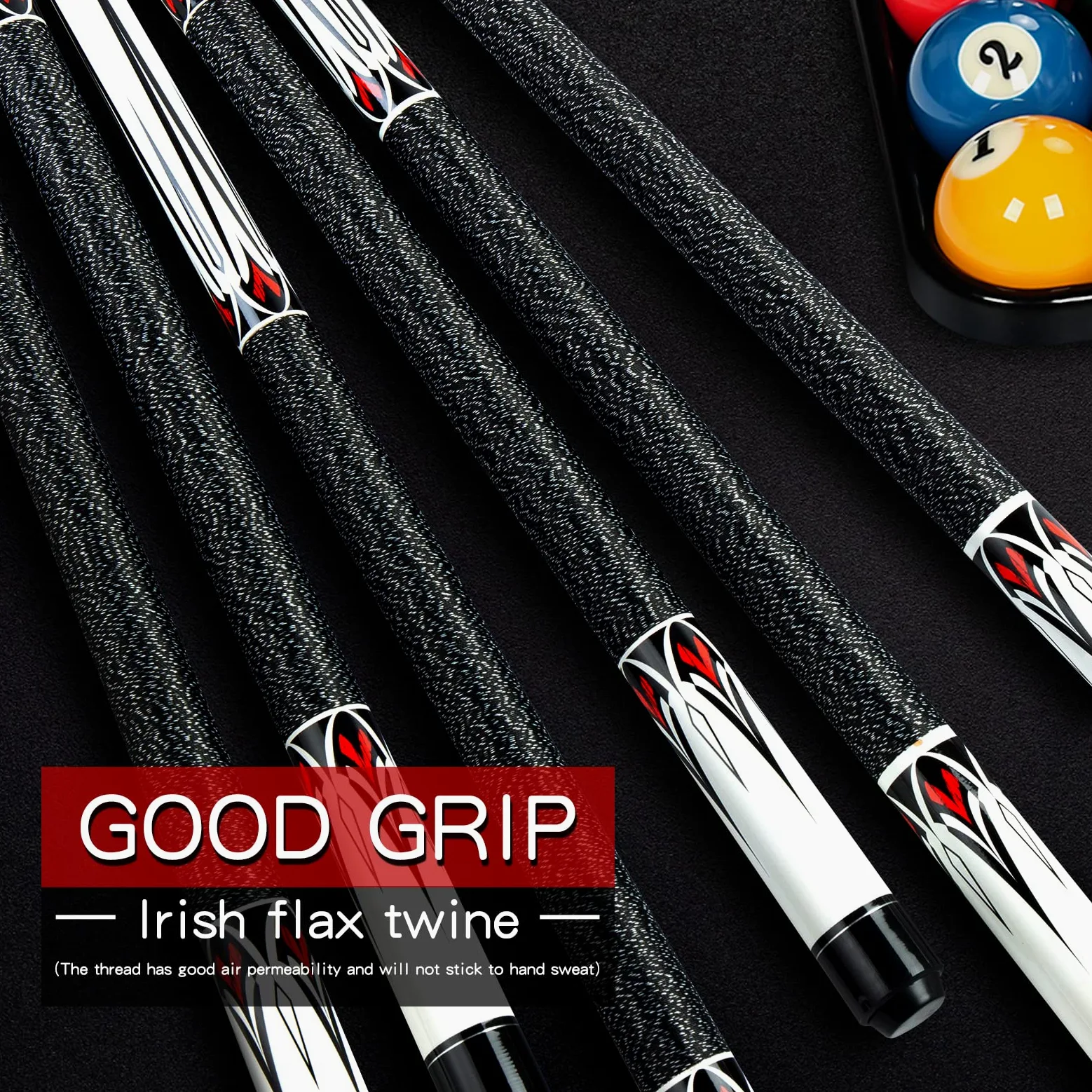 1/2 Pool Cue Stick - 58 inch Maple Billiard Pool Stick, Maple Pool Cue Stick Kit, 2-Piece Billiard Pool Cue Stick Set(with Cue Bag & Glove)