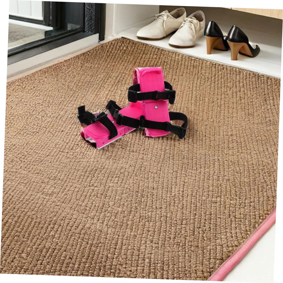 INOOMP Pattini per Ghiaccio Ragazzi Regolabili Rosa 1 Paio Principianti | Pp e Metallo, Nastro, per Sci e Sport Invernali, Mini Sci per Uso Esterno, Adatti a Ragazzi Esordienti