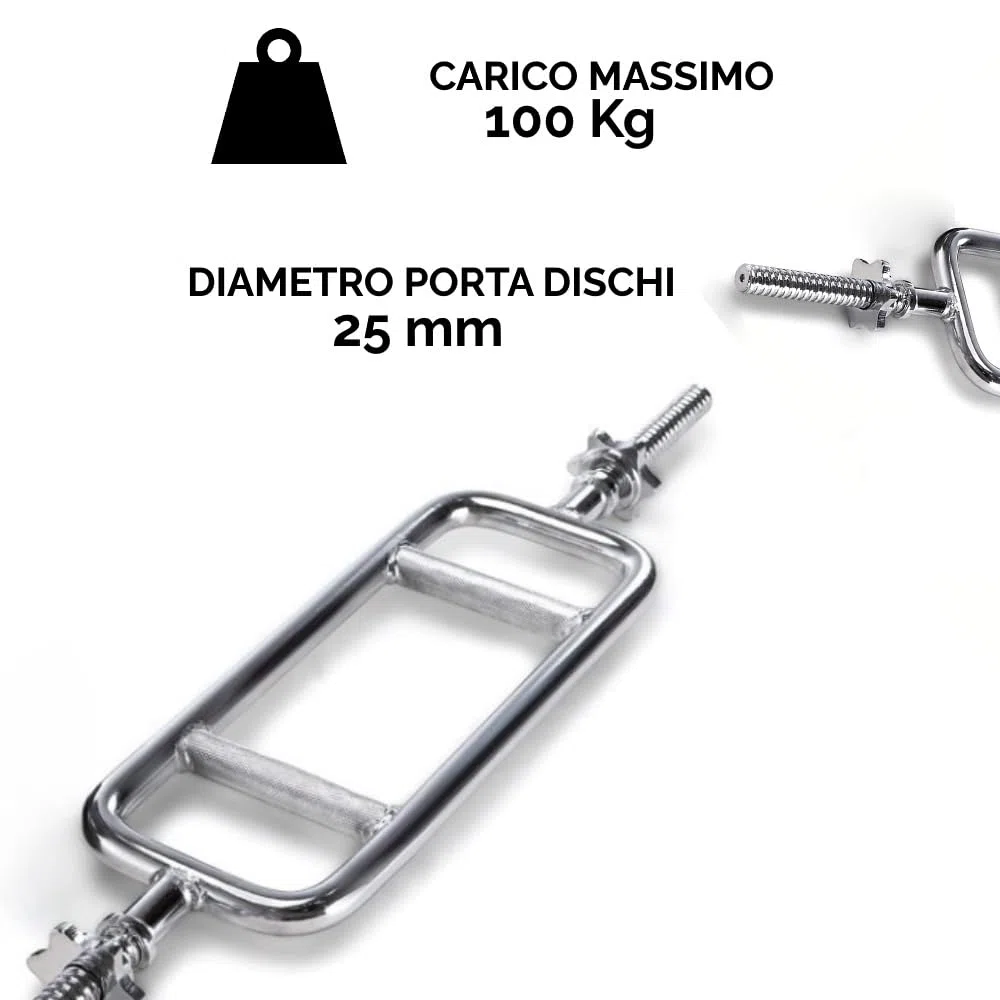FFitness ASTA PER TRICIPITI 86 CM BILANCIERE CORTO MANUBRIO TRICEP CURL BAR 25 MM ALLENATORE TRICIPITI CON CHIUSURA