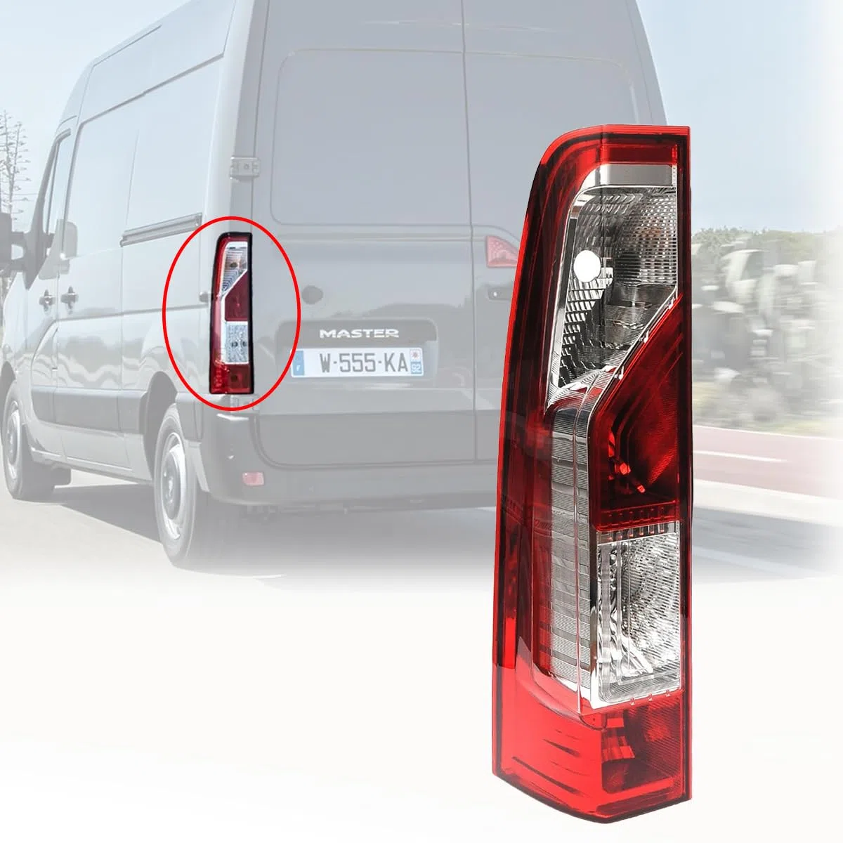Luce Fanale Posteriore Sinistro Lato Conducente Compatibile con Renault Master 3 2010-2024 Opel Movano 2010-2021 Nissan Interstar NV400 2010-2024 Vauxhall Movano 2010-2021 E-Mark 265550023R