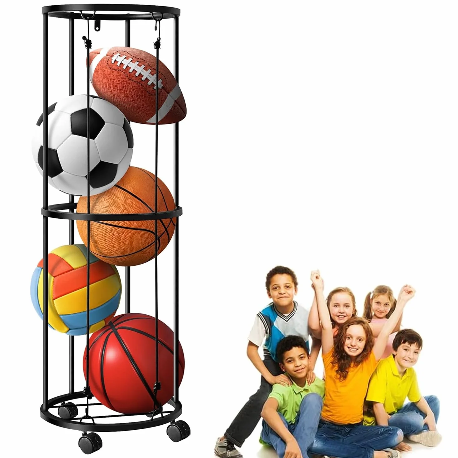 Supporto verticale per palloni, con ruote, per pallone, da pallavolo