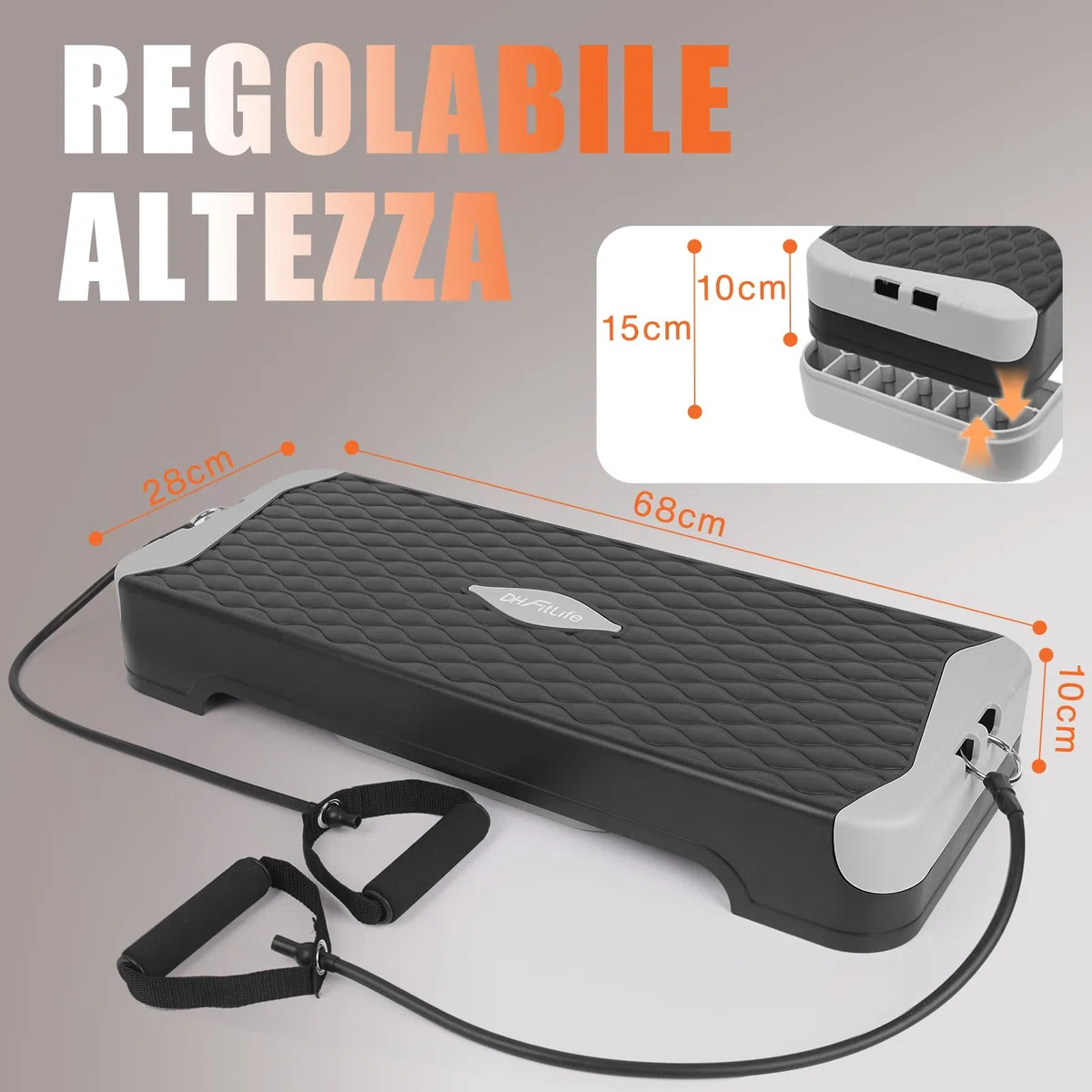 DH FitLife Stepper Fitness da Casa con Allenamento dell’Equilibrio | Pedana Step Regolabile 10/15 cm | Stepper Aerobico e Step Up Board | Piattaforma Step per Allenamento Fitness e Coordinazione