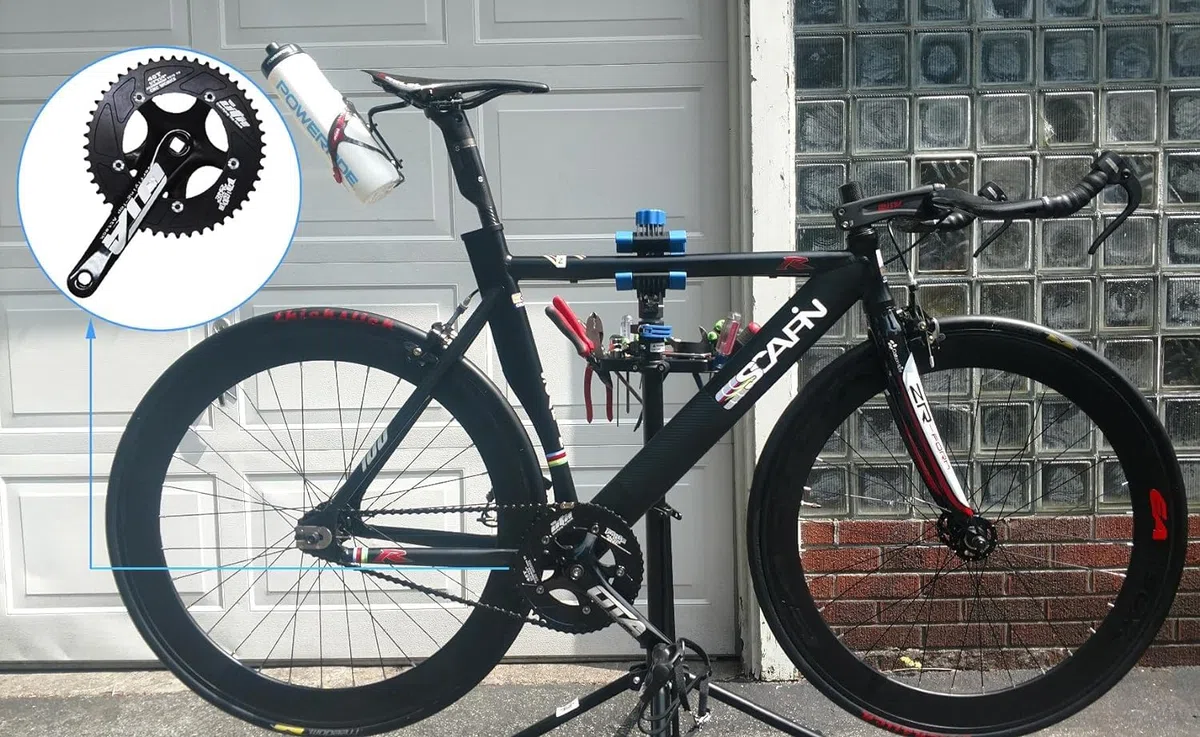 BESNIN Guarnitura per bici a velocità singola, 170 mm, 48 denti, BCD, guarnitura quadrata per bicicletta, colore nero