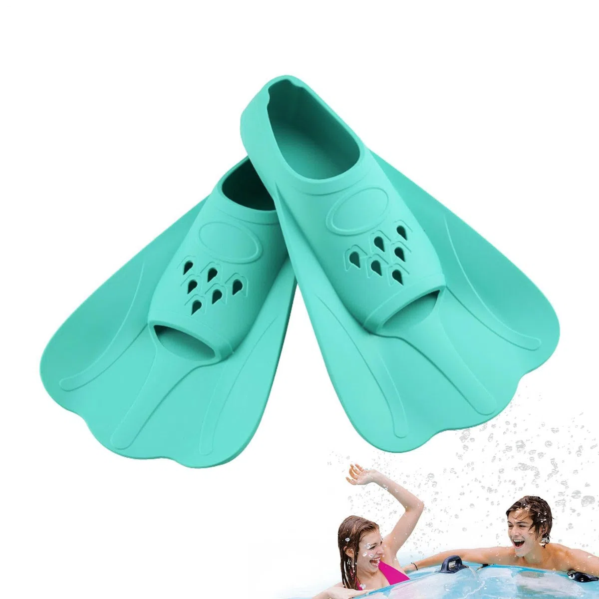 Pinne da nuoto per bambini, pinne corte da allenamento, leggere, regolabili, design idrodinamico Kick-Boost, cinghie morbide, attrezzature di propulsione dell'acqua efficiente, per imparare a fare