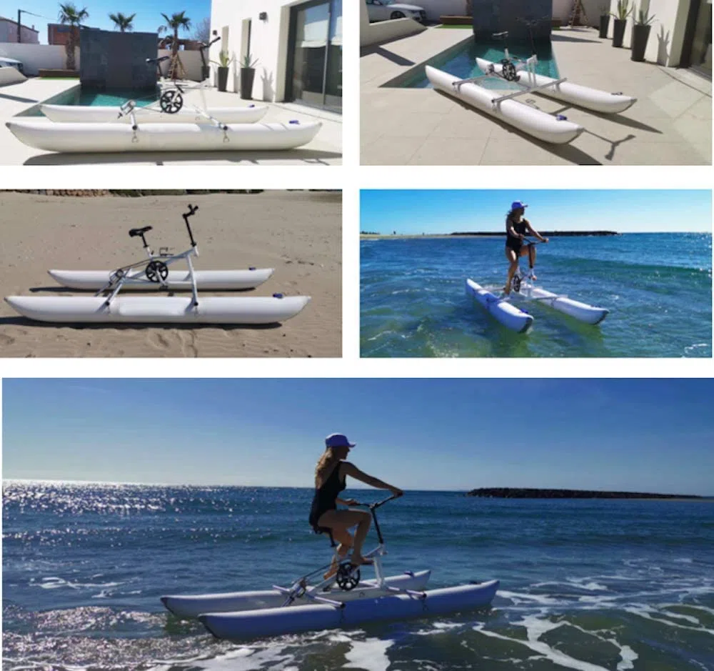 Bici gonfiabile per acqua, kayak a pedale per lago, mare, piscina, sport acquatici, turismo, esercizio cardio, ciclismo
