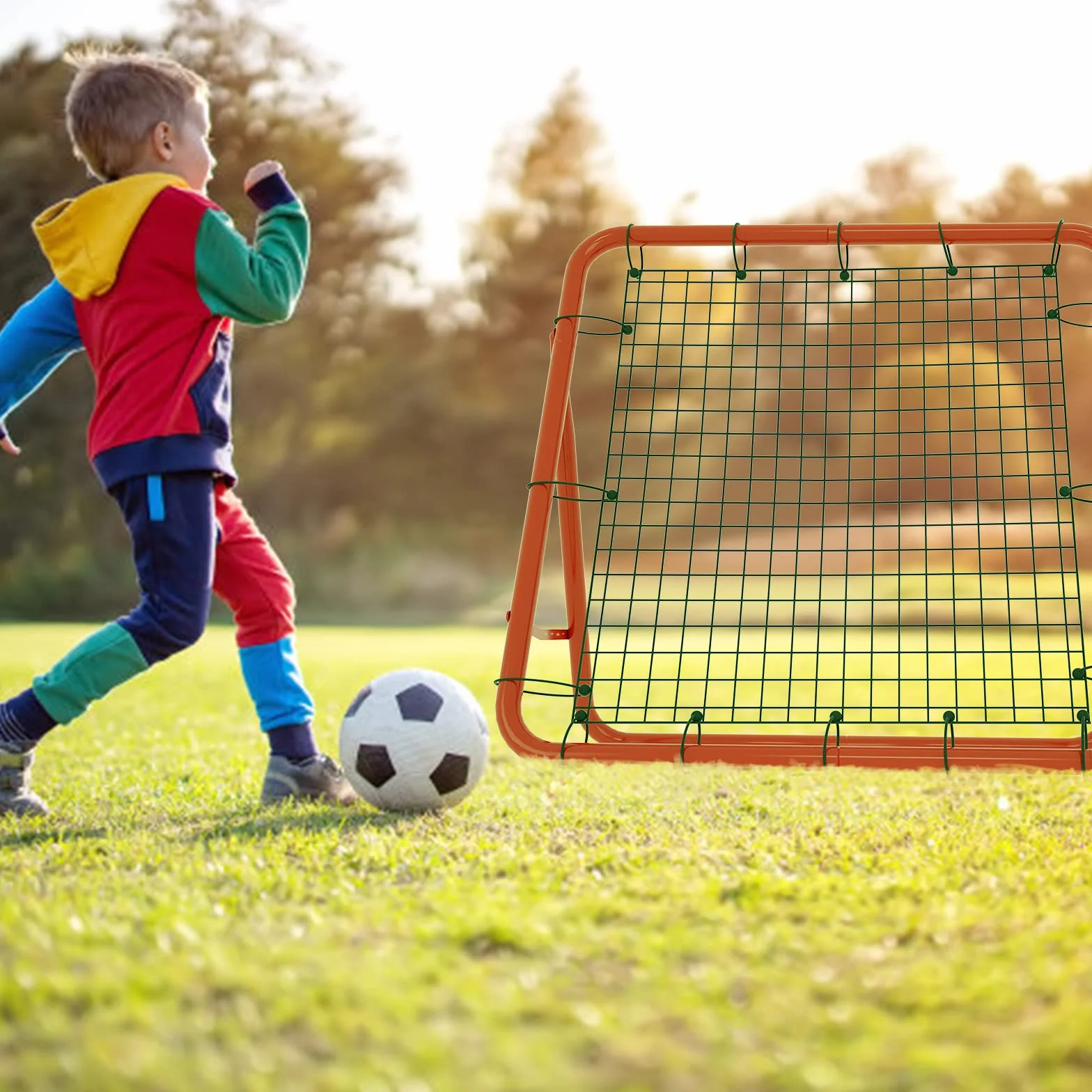 LZQ Calcio rimbalzo pieghevole Kickback cancello regolabile in 5 livelli parete rimbalzo rete accessori per allenamento – tiro e allenamento tecnico
