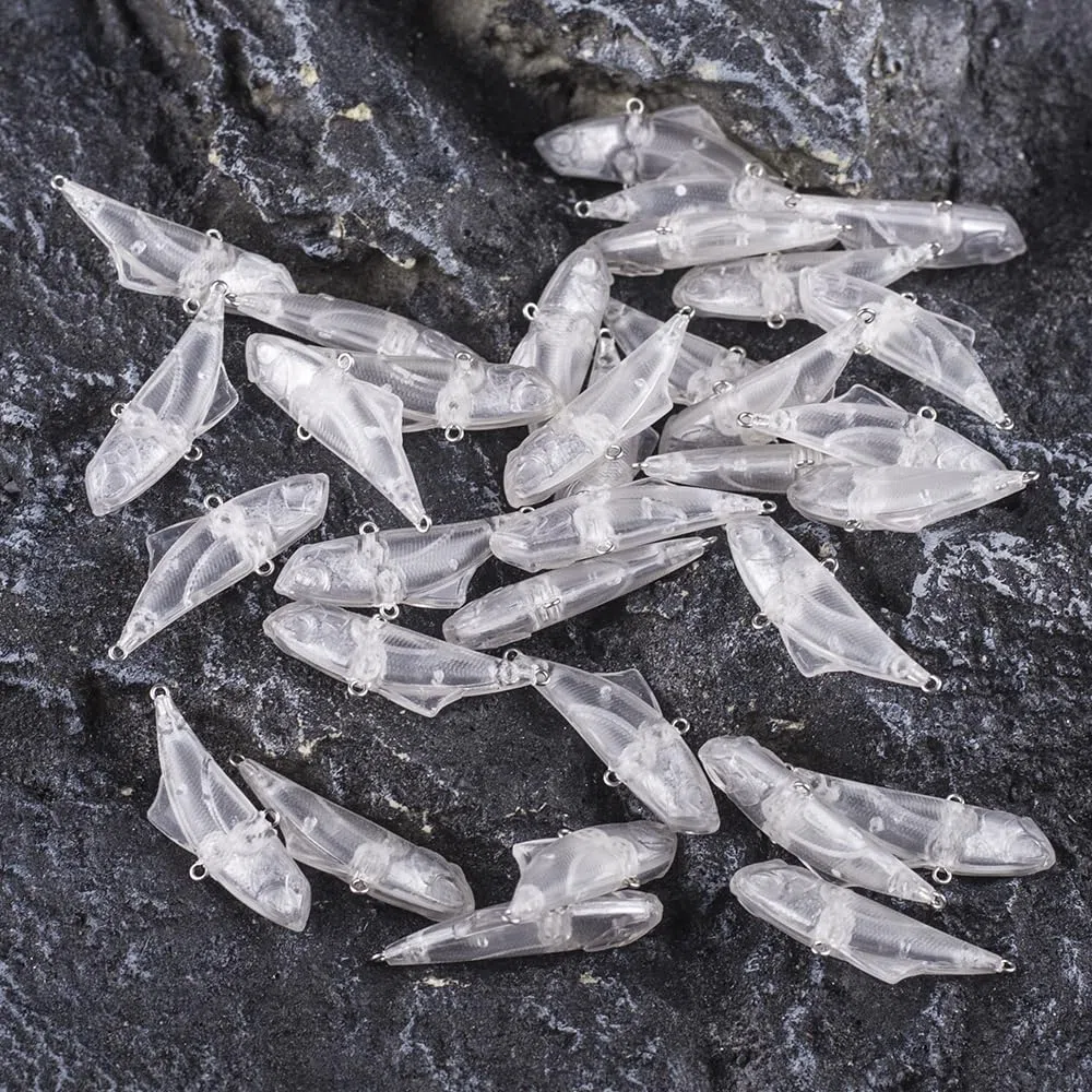 Wobbler, 100 esche da pesca senza labbra, non verniciate, 4,5 cm, 5,3 g, in plastica dura, micro vibrazioni, fai da te