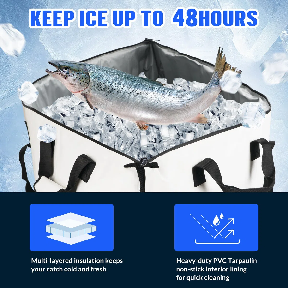 THKFISH Borsa termica per pesci per pesci, 152,4 x 50,8 x 22,9 cm, impermeabile