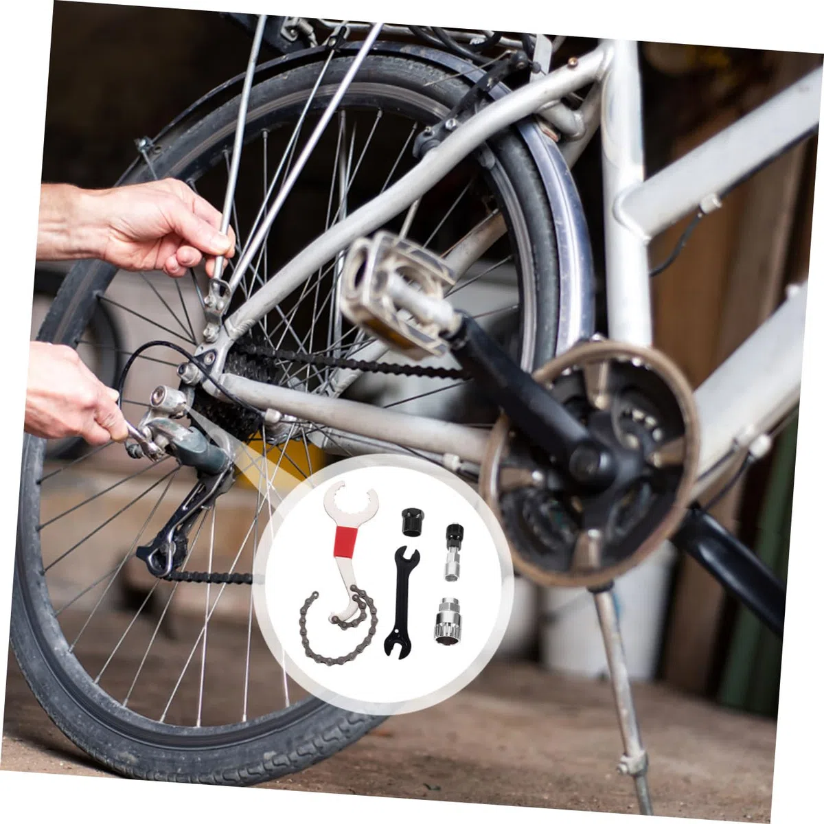 POPETPOP Estrattore per Guarnitura in Metallo Attrezzo per Estrazione Pedivella Dispositivo per Movimento Centrale Scanalato Denti Adatto Biciclette da Strada Mountain Bike e Corsa