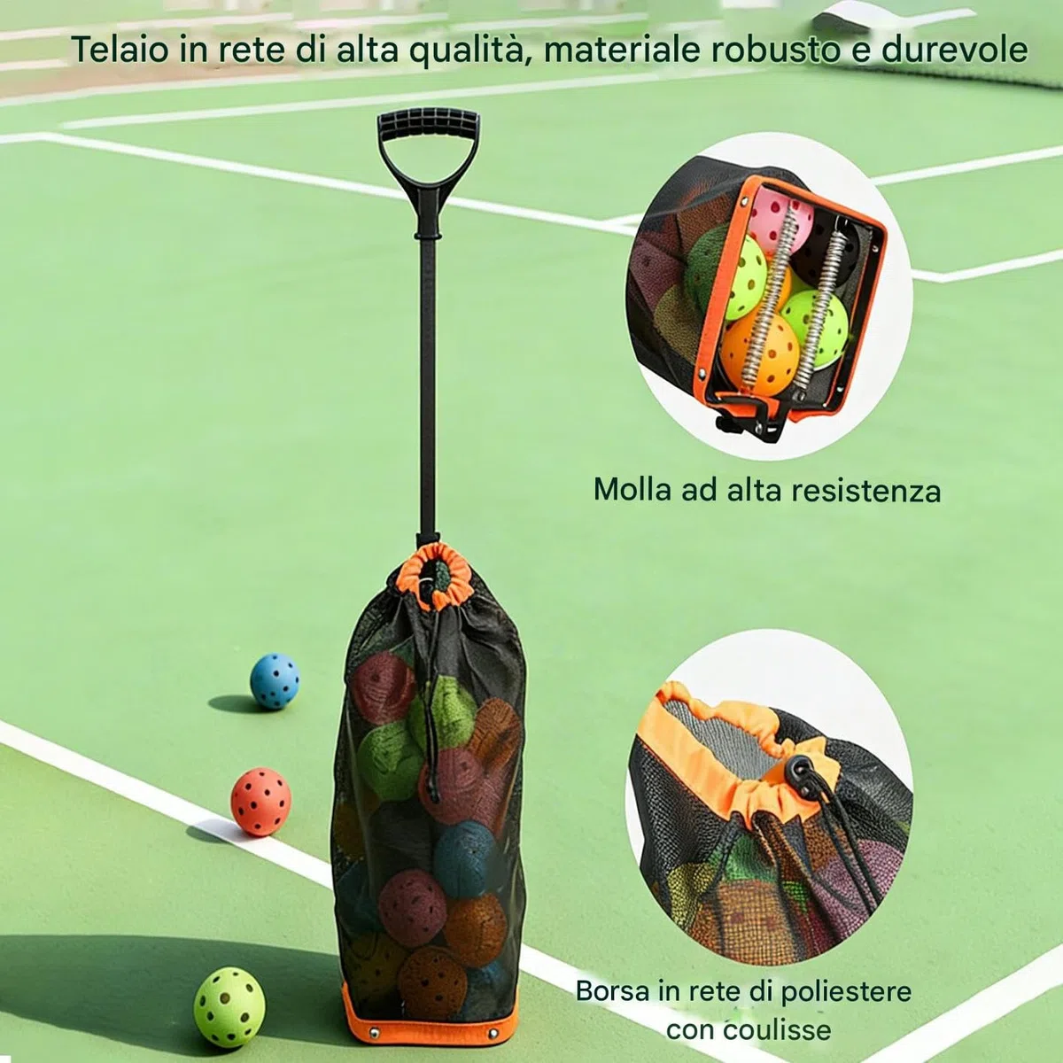 Generico Raccogli Palle da Confortevole e con Grande capacità di Raccolta | Cesto da Raccolta per Uomini Donne Ragazzi Giovani Ciclisti Golfisti