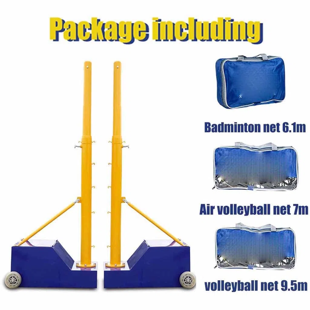 Pali da pallavolo 3 in 1 con Rete per Esterni, Pali da pallavolo/Badminton/Tennis per Adulti e Giovani, Altezza Regolabile (Colore: Stile 8, Dimensioni: 3,5-8 Piedi)