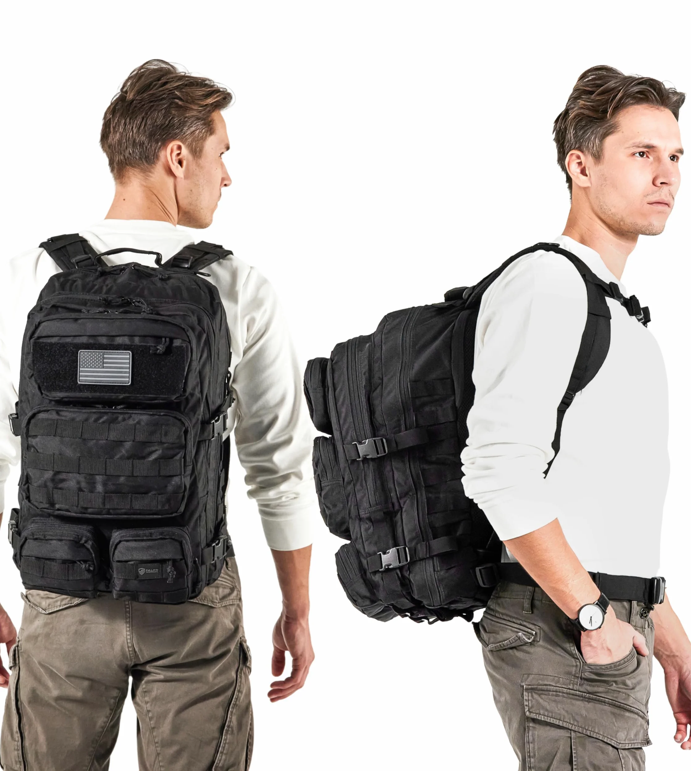 Falko Tactical Backpack 50L, 2.4x Stronger, Large Military Molle Rucksack, Heavy Duty, Work and Outdoors