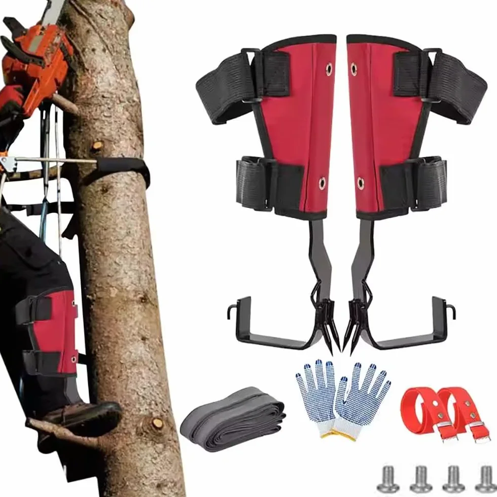 Picchetti per arrampicata su alberi,punte per arrampicata sugli,Picchi Per Alberi Regolabili Per Arrampicata Su,punte per arboricoltori e arrampicata con 2 artigli,con Guanti e Cinghie per i Piedi pe