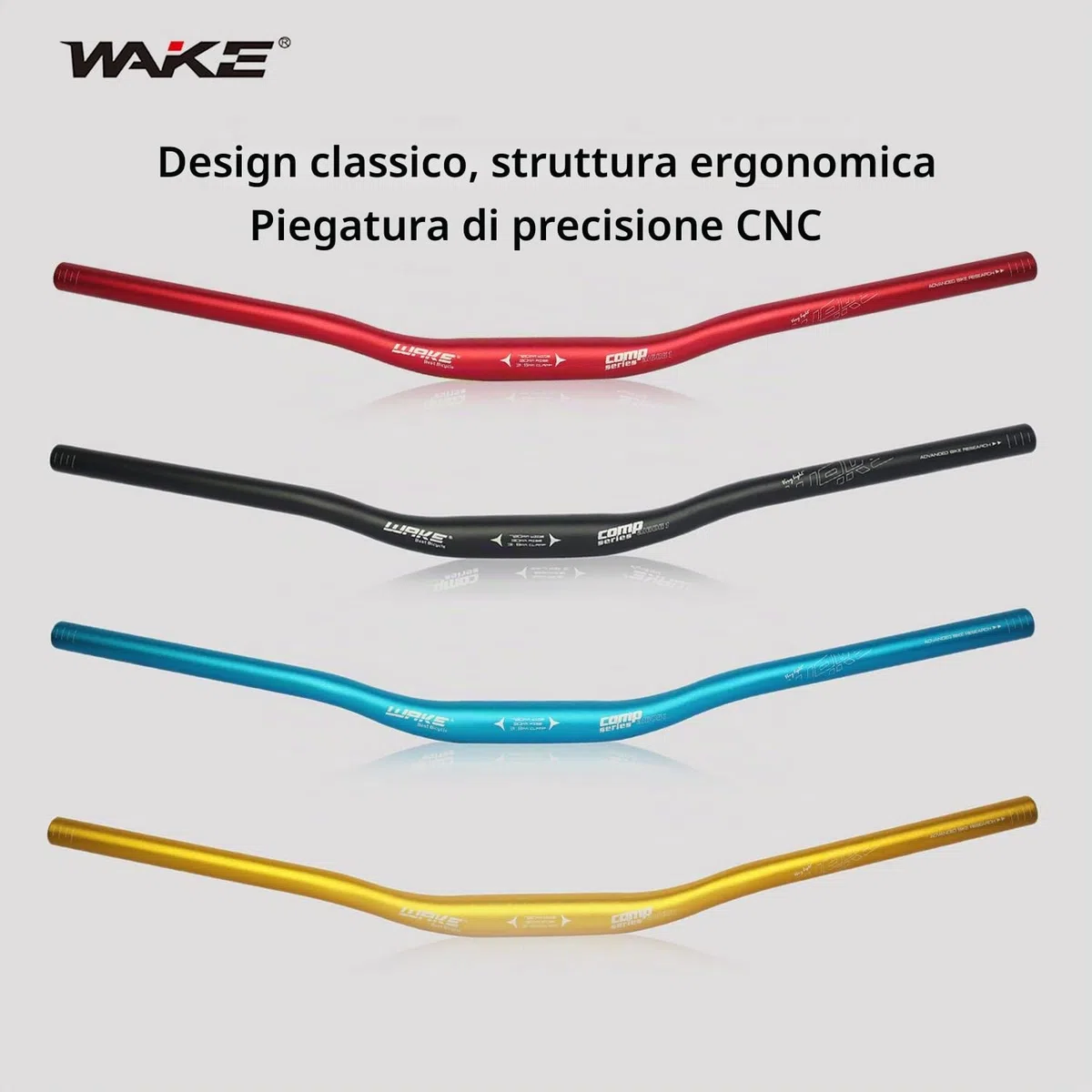 Wake Manubrio MTB Alluminio 31.8 Manubri Bici da Corsa 22mm Mountain Bike Riser Handlebar Bicicletta 720mm
