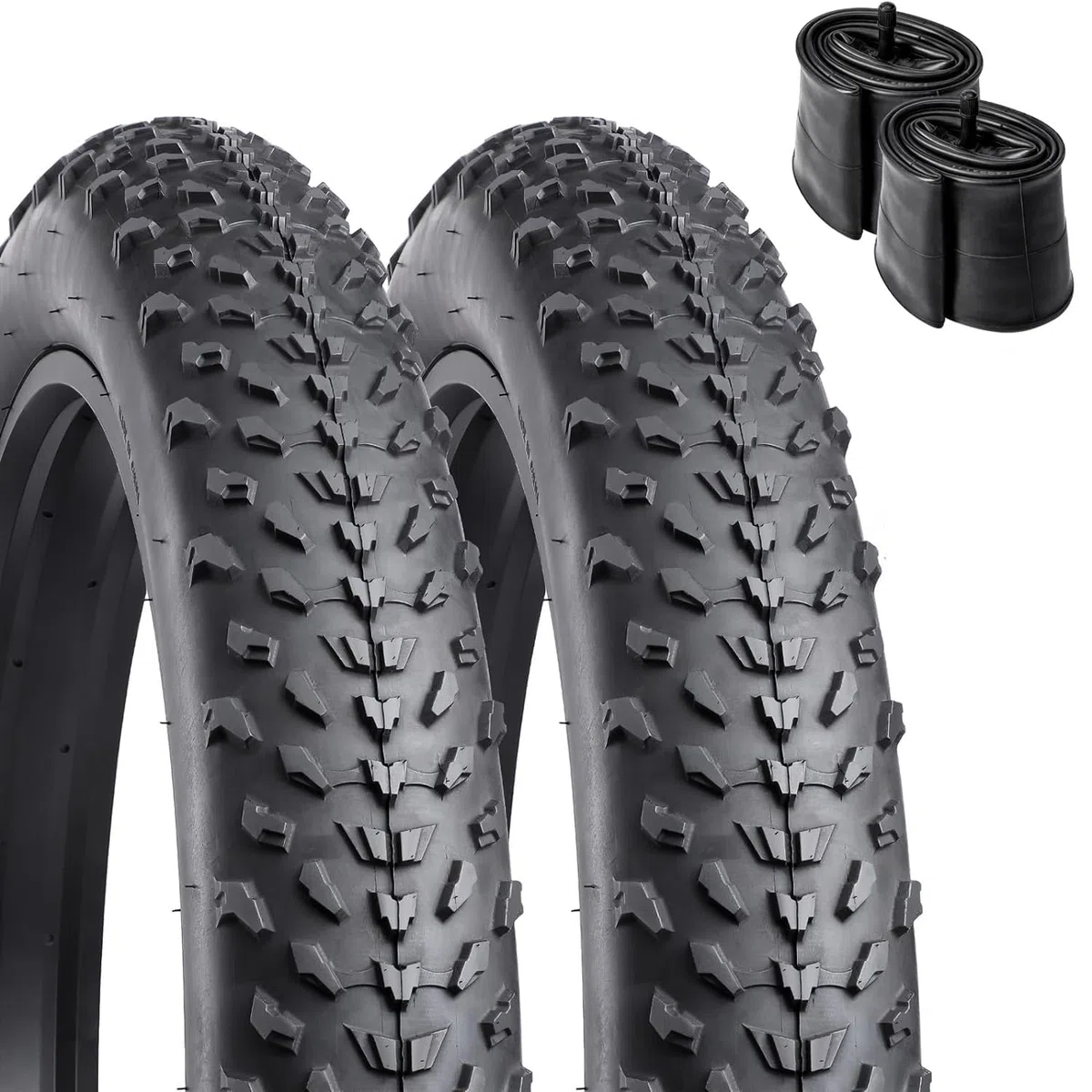 2 Copertoni Fat Bike 20 X 4.0 + 2 Camere d’Aria Rinforzati – Pneumatici Tassellati per E-Bike MTB 20” Nero Rigido 20X4.0 (100-406) – Coppia Gomme Bici Elettrica Alta Resistenza