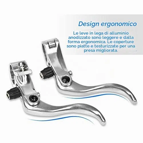 Leva Freno Bici,1 Paio di Accessori Per Freno Manubrio In Lega Di Alluminio da 24 Mm Per Bicicletta Ciclismo (Argento)