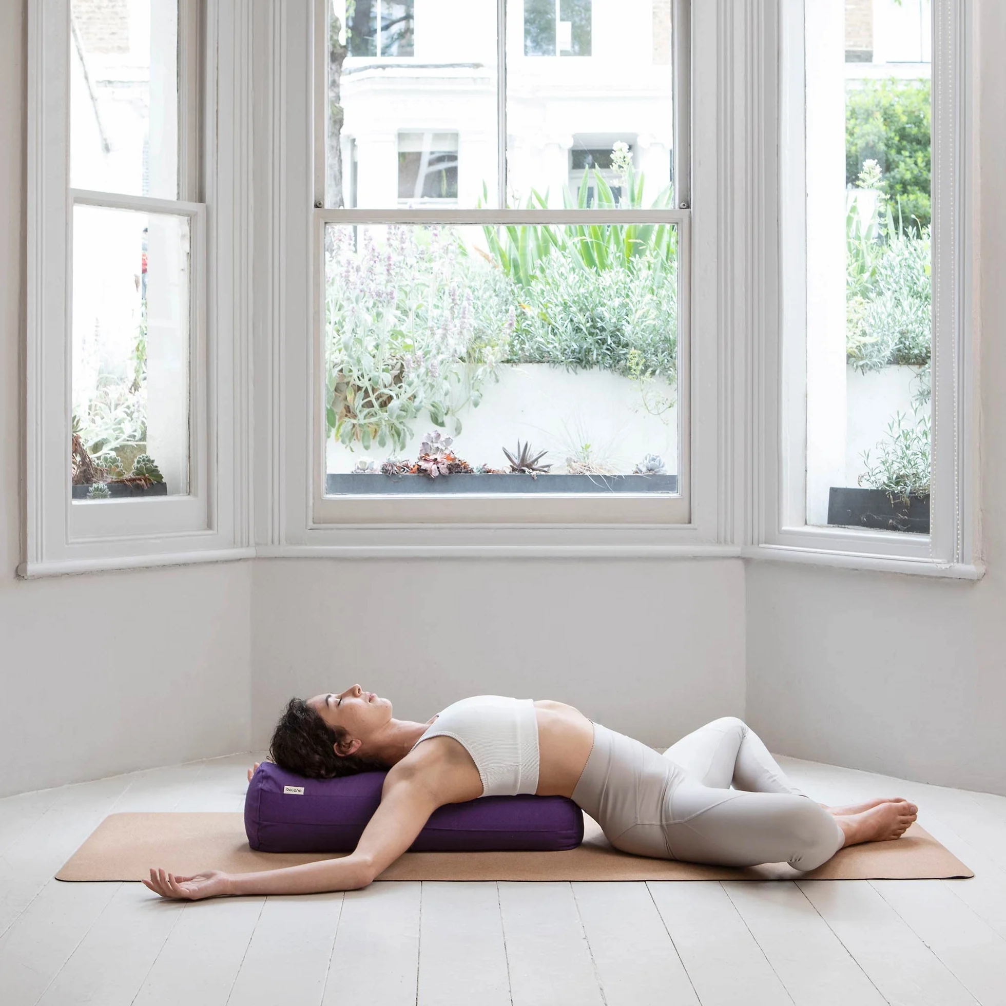basaho Bolster Yoga Cuscino | Cotone Organico | Gusci di Grano Saraceno | Rivestimento Lavabile Rimovibile