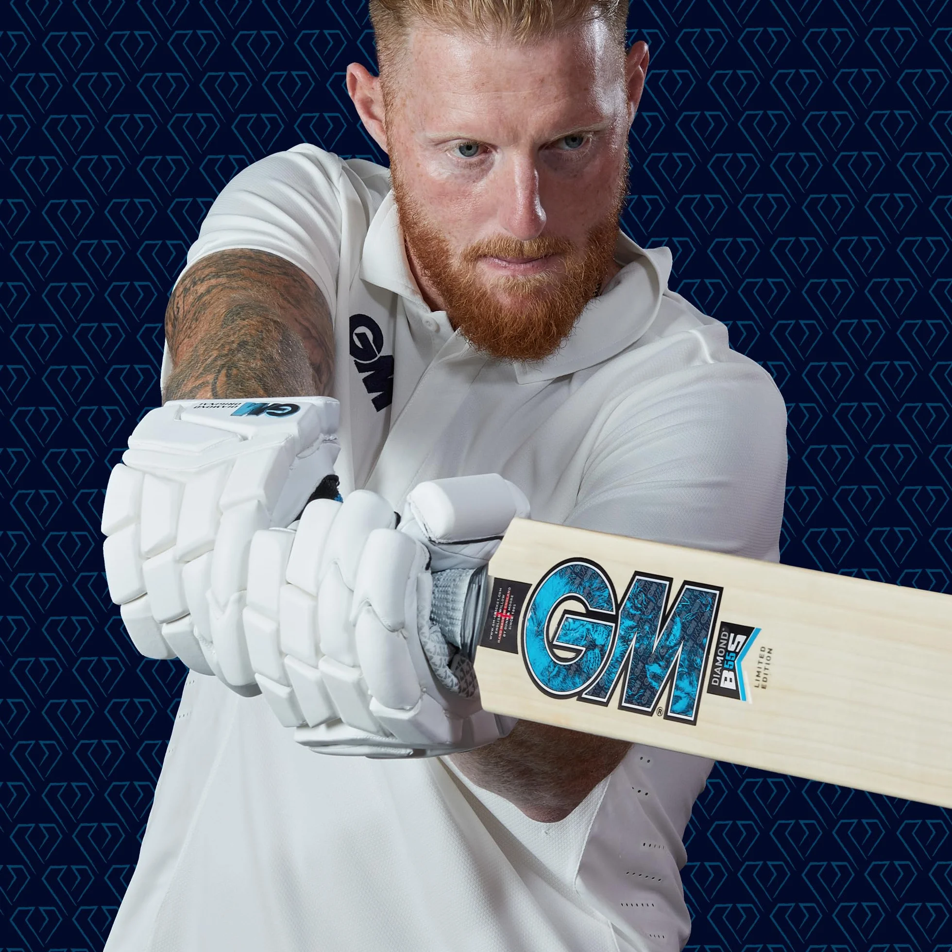 Gunn & Moore GM - Mazza da cricket in salice del Kashmir, con impugnatura esagonale, disponibile in varie misure e misure per bambini fino a dimensioni standard
