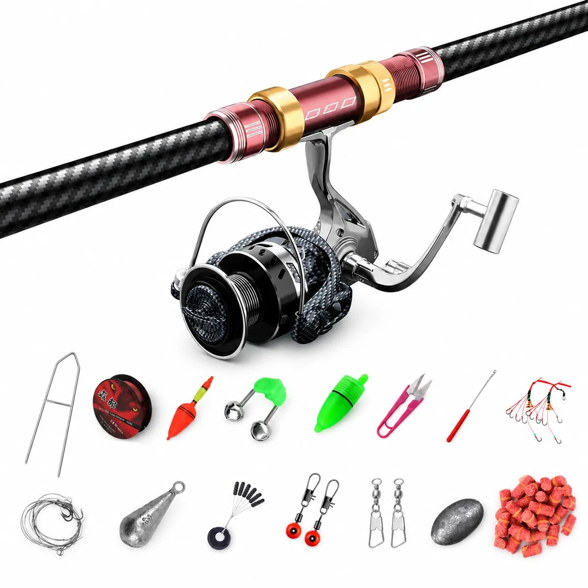 Canna da Pesca Telescopica Super | fibra di carbonio composita, pesca in mare, lancio lungo, sede bobina mobile metallo, per