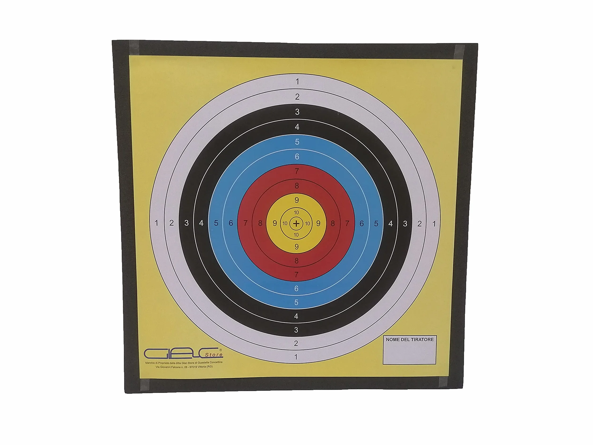 Target Bersaglio Battifreccia Batti Freccia in Schiuma 60x60x7,5cm Nero Tiro con l’Arco e n. 5 Bersagli Target Grande in Carta con Nome Tiratore