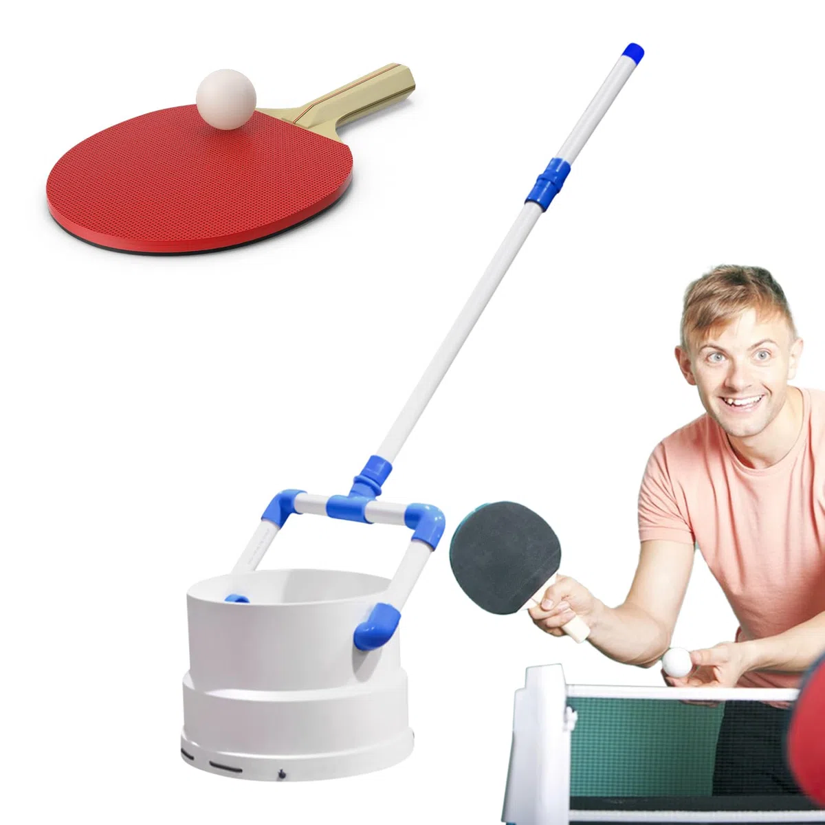 Generisch Raccoglitore per palline da tennis, per raccogliere più palline, 16 x 16 x 96 cm, leggero e versatile, strumento sportivo portatile per attività all'aperto, cortile, giochi e campo di