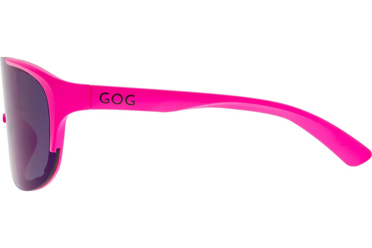 GOG MEDUSA Occhiali da Ciclismo Professionali - Rosa Neon - Blu Specchio Cat. 3 - Telaio Rilsan Sostenibile - Protezione UV400 - Occhiali Sportivi per Bici Da Strada MTB & Triathlon