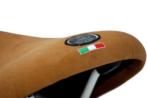 Selle Montegrappa, Sellino per Bici in Vera Pelle Velour Vintage Canard Marrone - Made in Italy