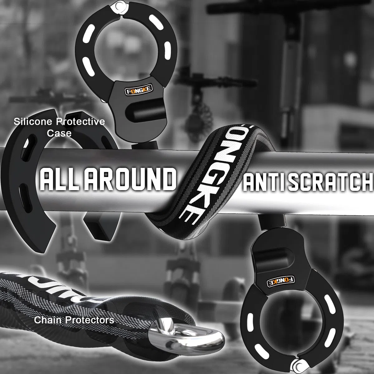 Lucchetto Monopattino Elettrico, Catena Bicicletta Antifurto 8mm, Lucchetto Bici con Borsa Impermeabile, Resistente Taglio Lucchetti a Catena, Alta Sicurezza Accessori Monopattino Elettrico e Biciclet