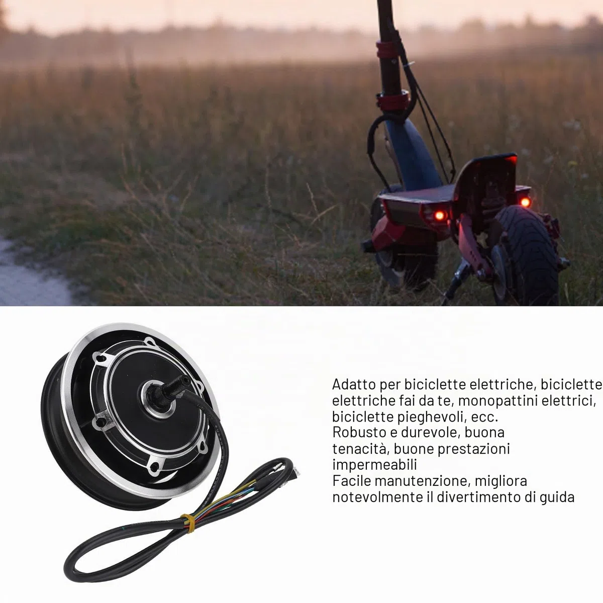 Motore del per Scooter Elettrico 48V 1000W per Pneumatico Esterno da 10 Pollici Ruota in Lega di Alluminio Funzionamento Silenzioso Alta Efficienza Durevole