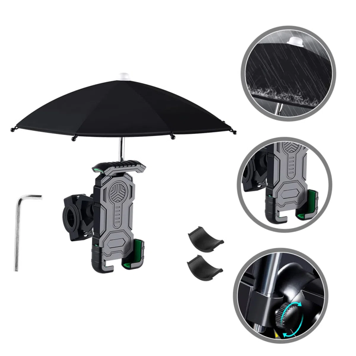 Gatuida 2sets Porta Cellulare Con Ombrello Per Bici Supporto Per Smartphone e Sole Facile Da Installare Per Mountain Bike e Bici Elettriche