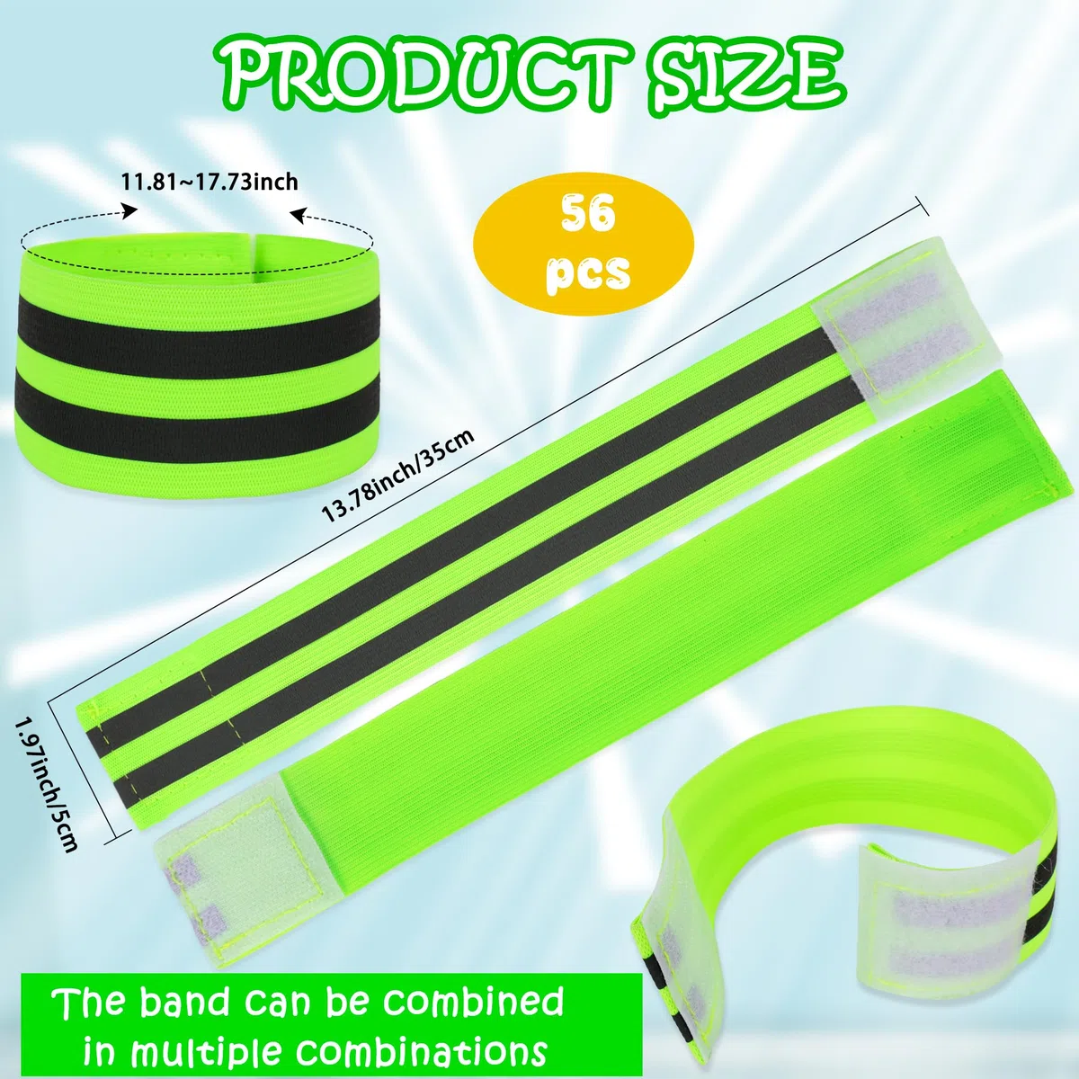 56 pz bande riflettenti riflettore corsa GearVisibility cinghie riflettenti per braccio, caviglia, gamba, polso, donne uomini notte ciclismo camminata corsa