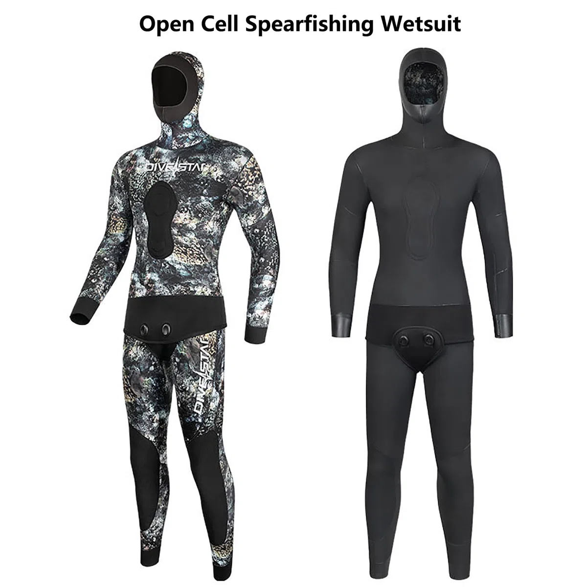 Muta da pesca subacquea in neoprene da 7 mm per uomo, mimetica divisa con cappuccio, imbottitura sul petto per apnea, snorkeling e immersioni in acqua fredda