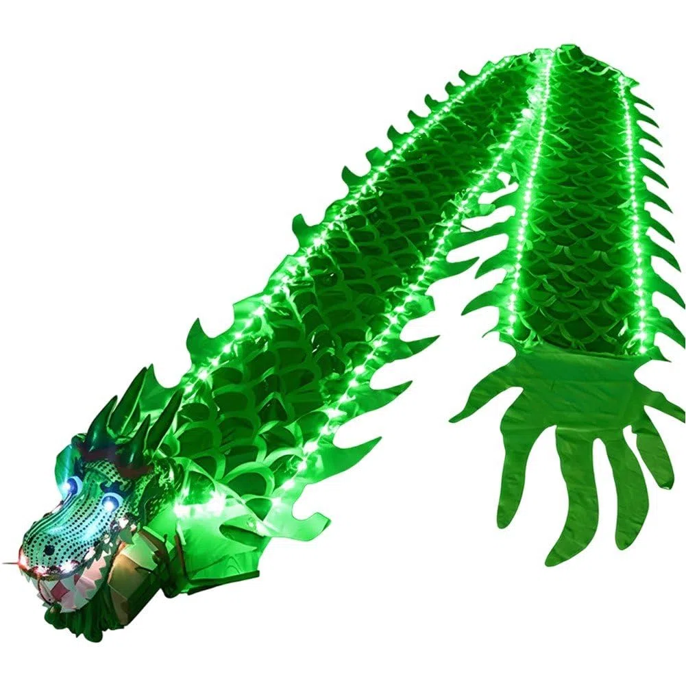 Nastro Luminoso per Danza del Drago, Poi Colorati con Nastro a Forma di Drago, Divertente Accessorio per Spettacoli All'aperto con Nastro a Forma di Drago.