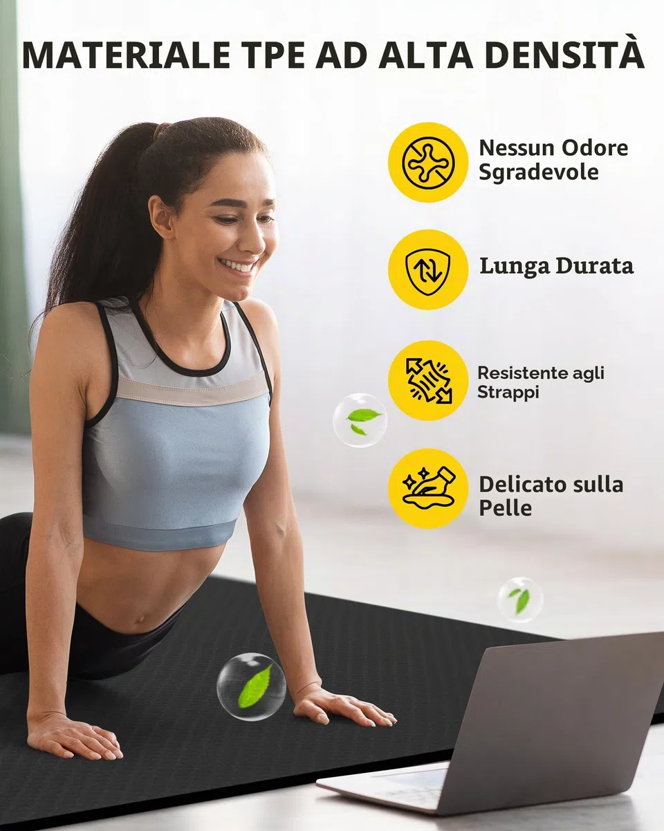 CAMBIVO Tappetino da yoga grande, grande 183 x 122 cm, TPE tappetino da palestra antiscivolo, tappetino da pavimento per fitness, pilates, esercizio