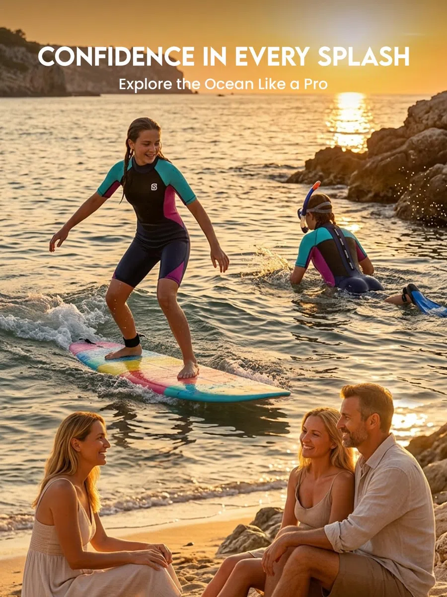 Muta Termica per Bambina Bambini, Gioventù Muta da Sub Intero 2.5mm Neoprene per Surf Diving Snorkeling Nuotare UV 50+ Protezione Solare