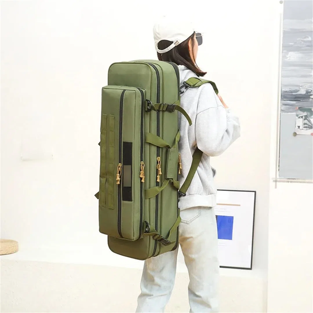 Suwequest Borsa per canna da pesca allargata portatile Borsa da pesca impermeabile Borsa da pesca multifunzione Grande capacità all'aperto Borsa da pesca per canna da mare, cachi 80 cm