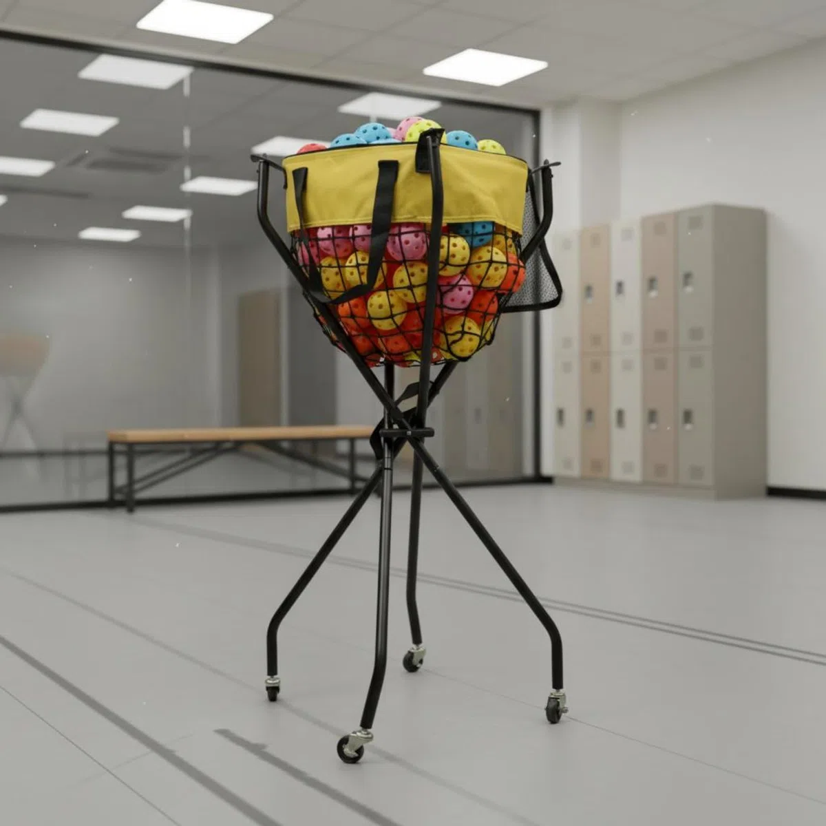 Carrello Portapalline da Tennis Portatile Organizer Sportivo Pieghevole Leggero Attrezzatura Sportiva per Allenatori, Istruttori