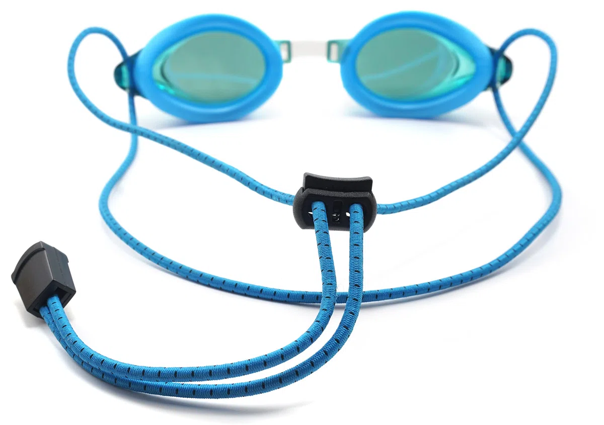 Occhialini da nuoto anti appannamento con cinghia elastica a regolazione rapida (specchio blu)