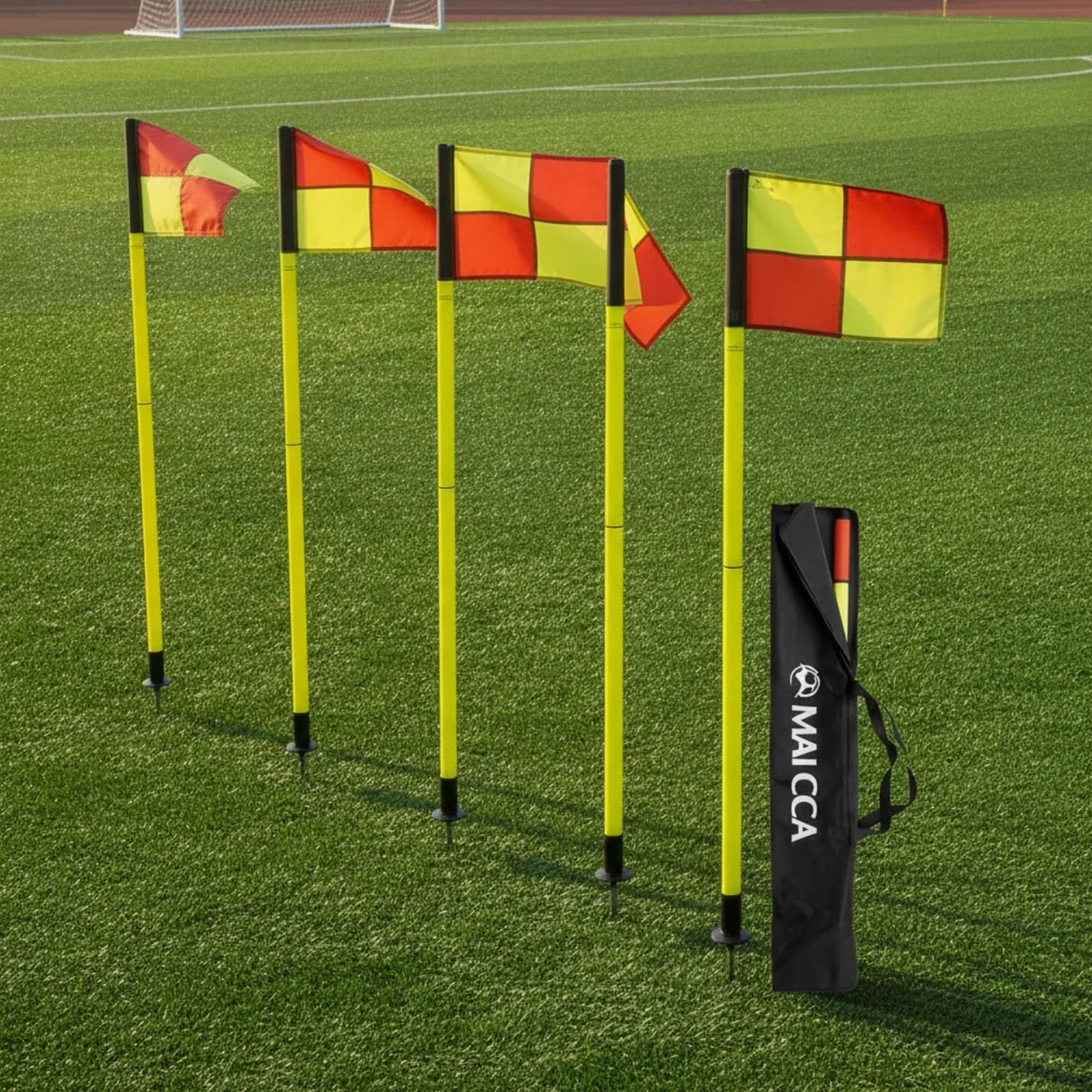 kowaku 4 Pezzi Kit Bandierine per il Calcio Picchetto Portatile Bandiera d’angolo con urevole Attrezzatura Sportiva per Allenatori