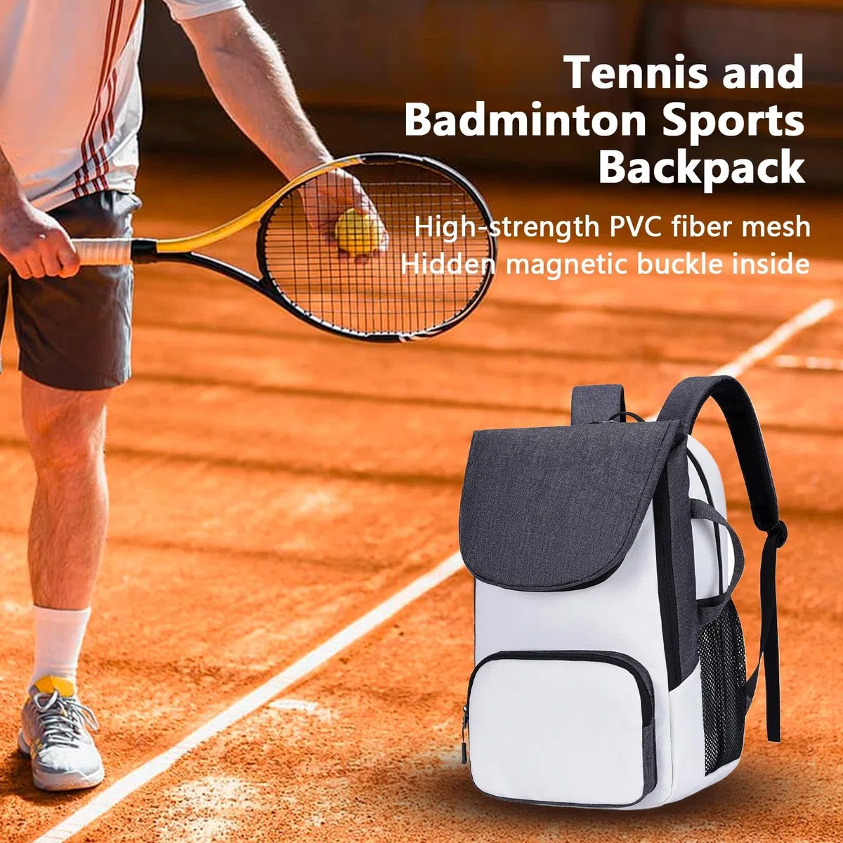 Générique Tennis Backpack, Badminton Racquet Bag, Sport Equipment Storage, Water-Resistant Design, Multiple Compartments, Black, for Teens, Youth, Boys, Girls, Men, Women, Family