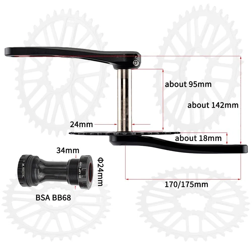 Guarnitura per mountain bike da 170/175 mm, 32-48 denti stretti e larghi, guarnitura scheletrata, bracci pedivella cavi integrati con movimento centrale BSA, adatta a 8-12 velocità, lega di alluminio