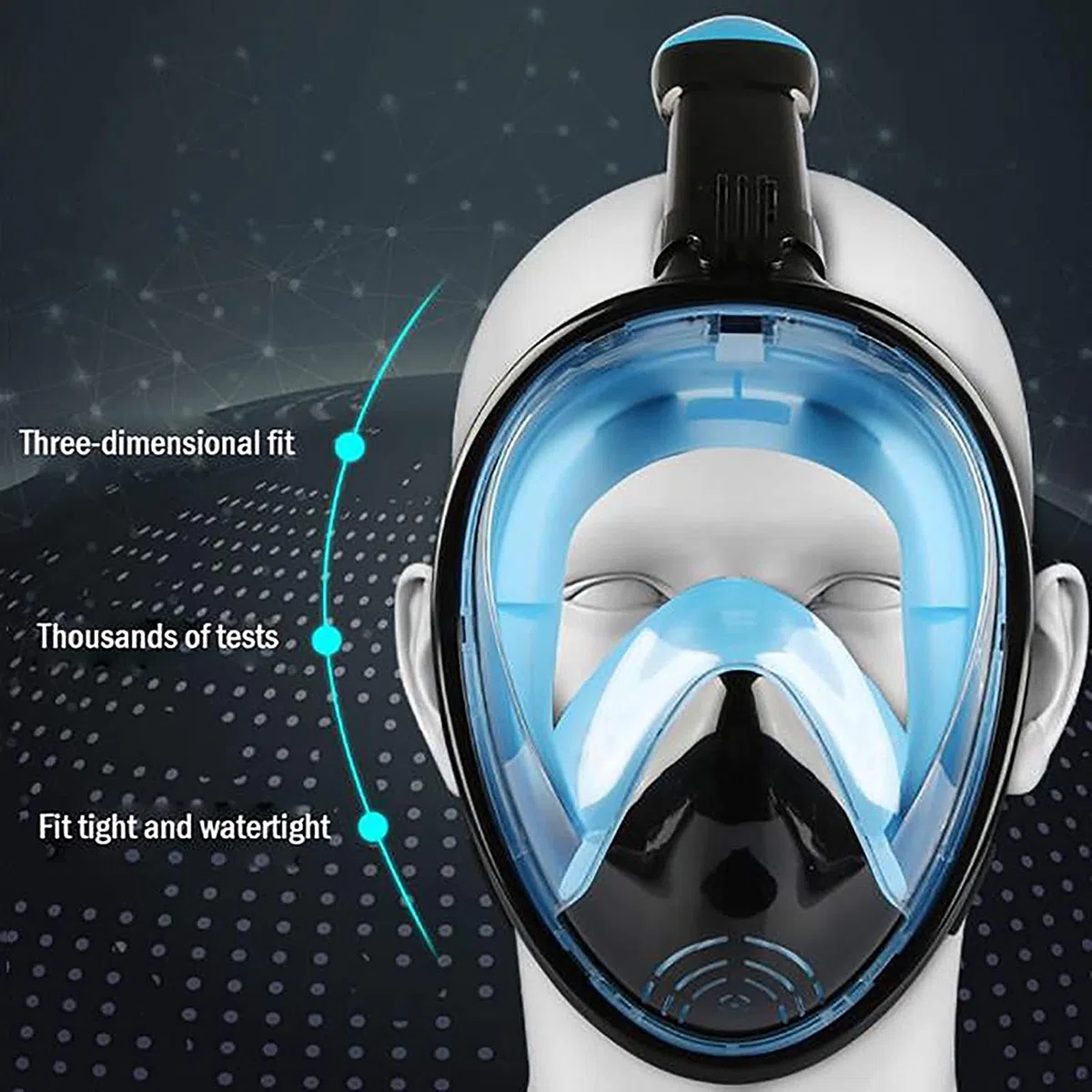 Maschera da Snorkeling Integrale, Maschere da Sub, Attrezzatura Subacquea Antiappannamento, Attrezzatura per Snorkeling E Nuoto per Adulti E Bambini.（N40 Flat Black-S/M）