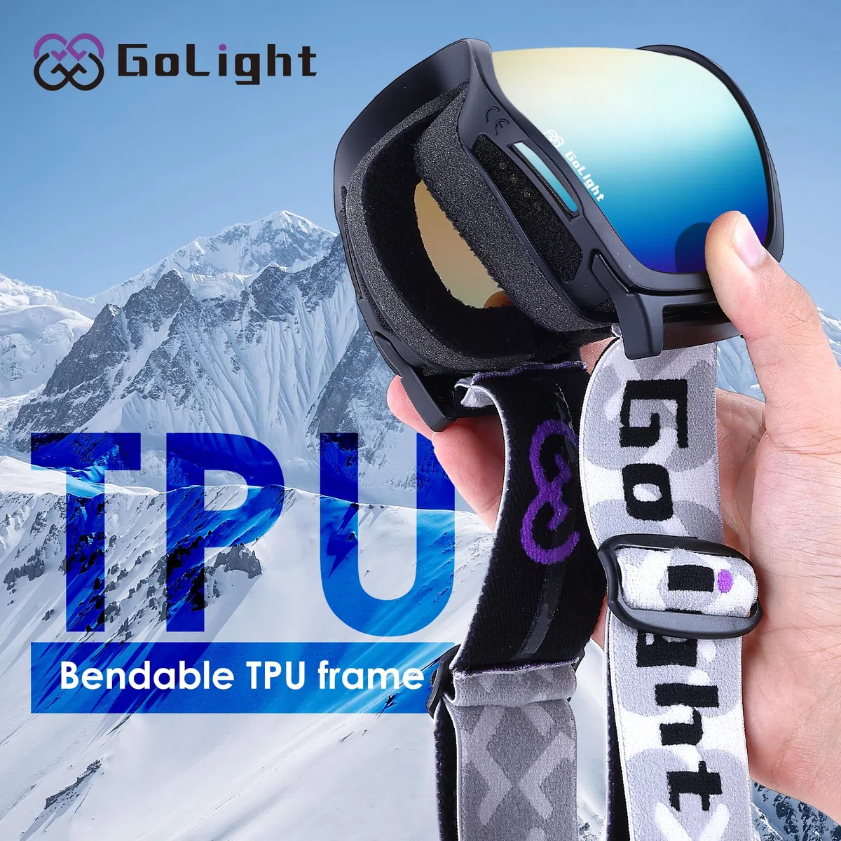 GoLight OTG, YG-48, occhiali da sci, lenti sferiche, protezione UV al 100%, anti nebbia, occhiali da neve invernali per uomo e donna, motoslitta, sci, pattinaggio, rosa + oro Revo