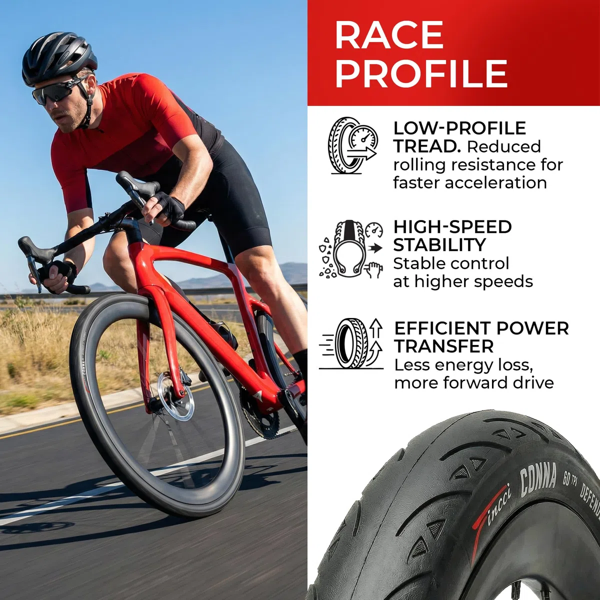 Fincci Copertoni Bici da Corsa 700x25c (ETRTO 25-622) – Coppia Pieghevole con Protezione Antiforatura 1 mm in Nylon LVL3, 60 TPI, Opzione con Fascia Riflettente, per Strada, Gara, Sport e Ciclismo