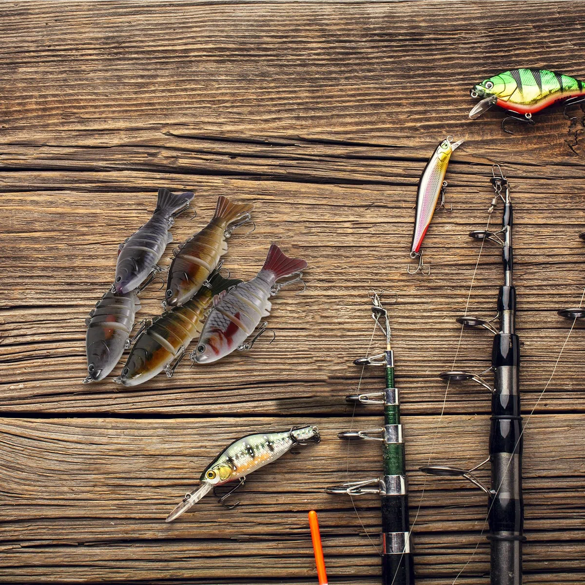 INOOMP Kit 10 Esche da Pesca Multi-snodate 10 Cm in Plastica per Acqua Dolci e Salate, Esche Artificiali Realistiche Swimbait Movimento Naturale per Pesca a Spinning e Predatori Marini